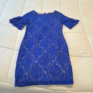 Blue lace cocktail dress